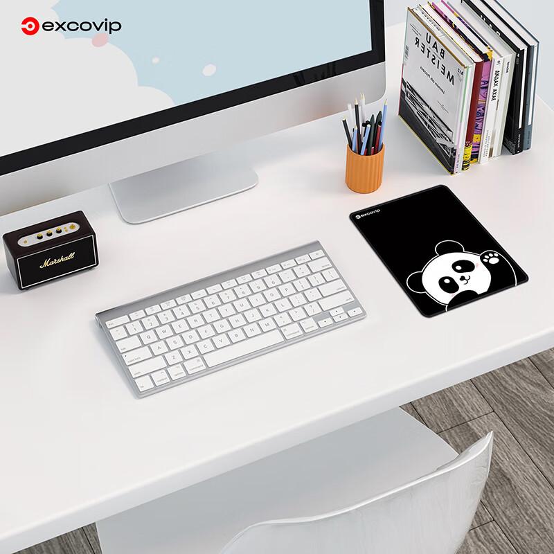 EXCO Small Rectangular Panda Mouse Pad with Edging, Portable Computer Desk Mat for Office And Gaming, Washable Cartoon Mini Size Keyboard Tray 0561