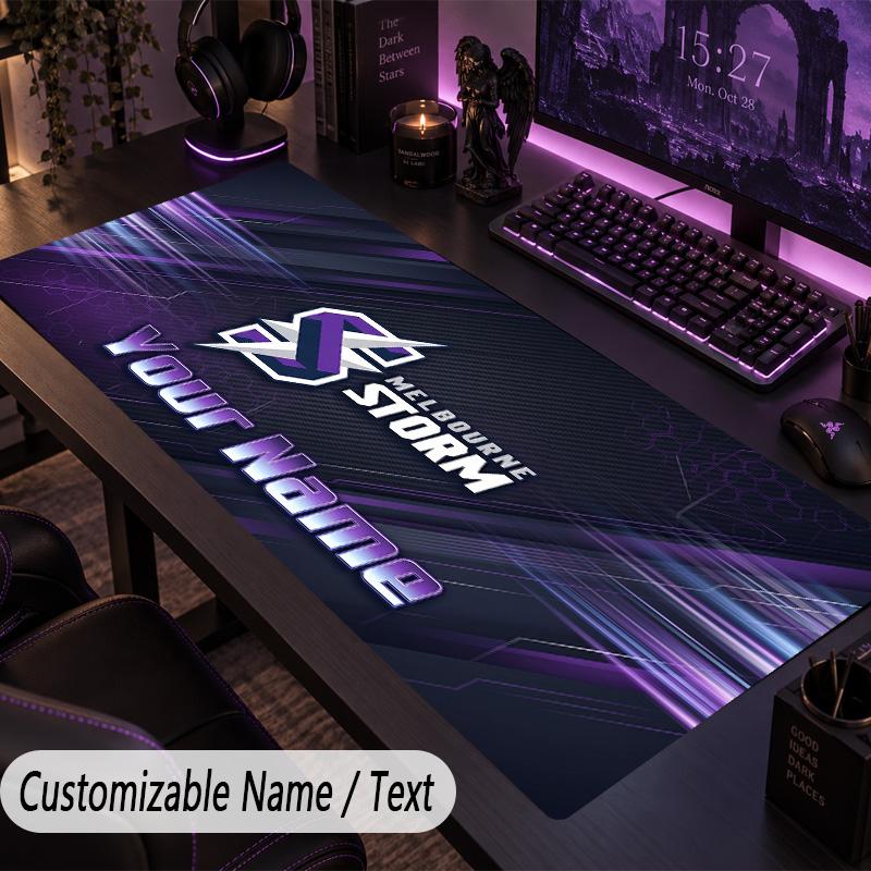 Large Mouse PadMelbourne Storm Custom Name Text Personalized Desk Mat Non Slip Gaming Pad