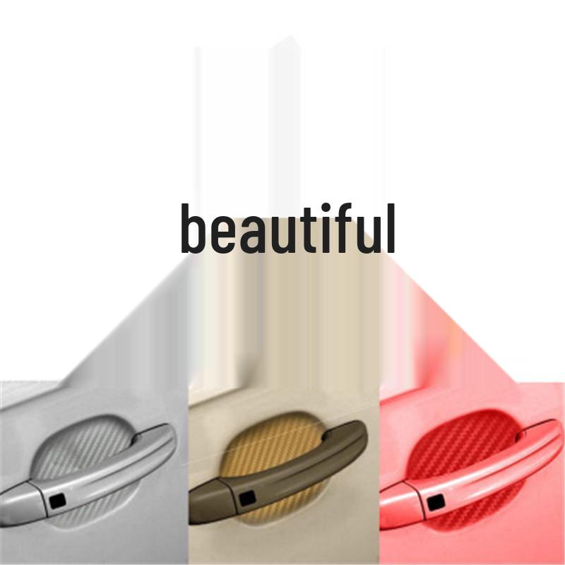 4pcs Carbon Fiber Car Door Handle Protective Stickers - A Style