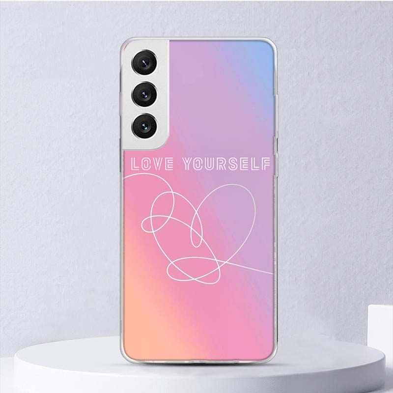 Люби Себя Цветочное Сердце Линия Kpop Мягкий Чехол Для Samsung Galaxy S25 S24 S23 S22 Ultra Чехол Для Телефона S20 FE S21 Plus S25Ultra S24