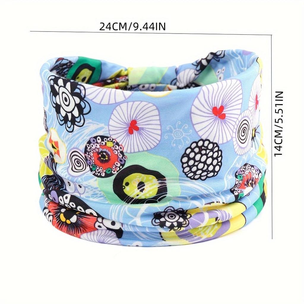 Женская богемная повязка для йоги с узором «кешью» - Впитывающая пот, эластичный хлопковый аксессуар для волос