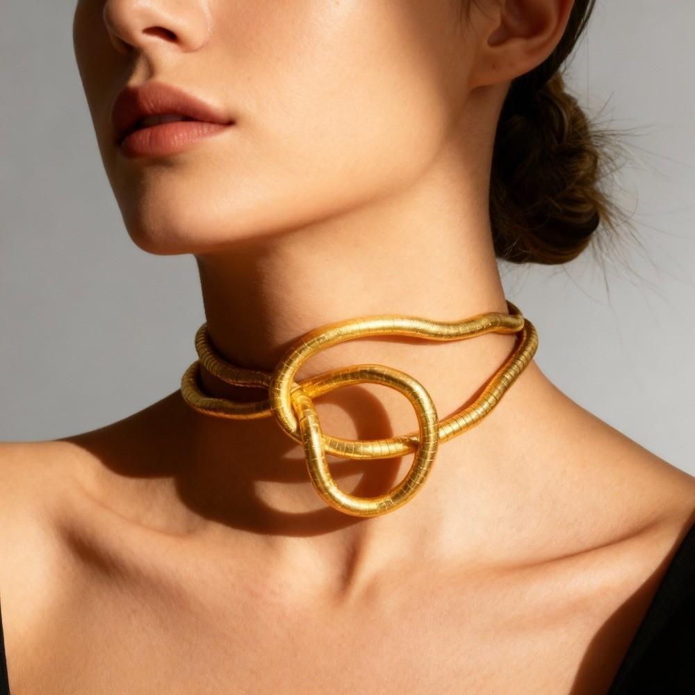 Metal Iron Twistable Collar Necklace Multi-layered Freely Wrapped Necklace Fashion