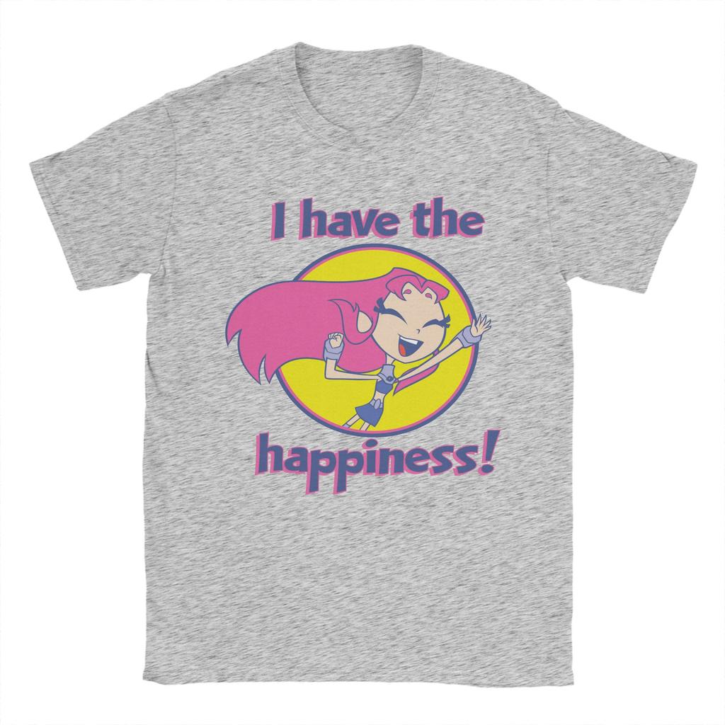 Футболка с коротким рукавом и круглым вырезом в стиле хип-хоп, "Teen Titans Go Starfire I Have The Happiness", хлопковая, летняя.