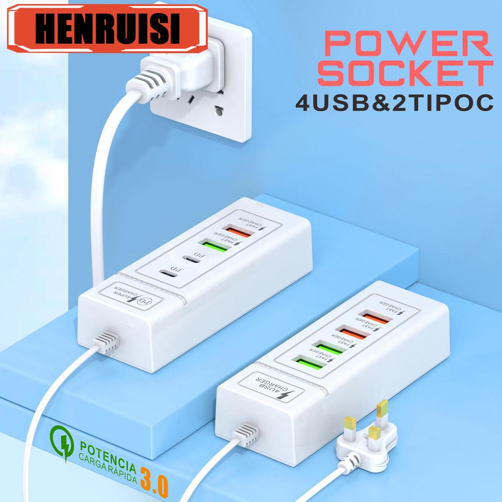 3.1A 4 порта USB дорожное зарядное устройство быстрая зарядка PD настенное зарядное устройство для iPhone 16 15 Samsung Xiaomi мобильный ЕС/США вилка зарядный адаптер
