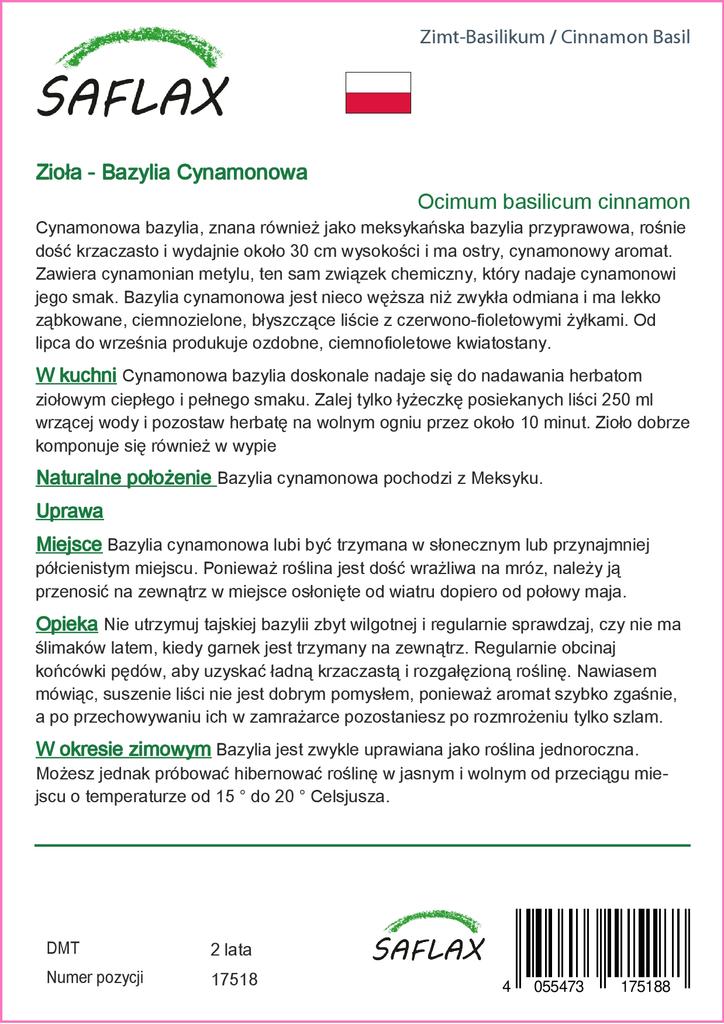 SAFLAX Подарочный набор - Коричный базилик - 200 семян - С подарочной коробкой, карточкой, этикеткой и субстратом для посадки - Ocimum basilicum