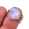 Natural Rainbow Moonstone Gemstone 925 Sterling Silver Two Tone Ring Size 7 Z7b54