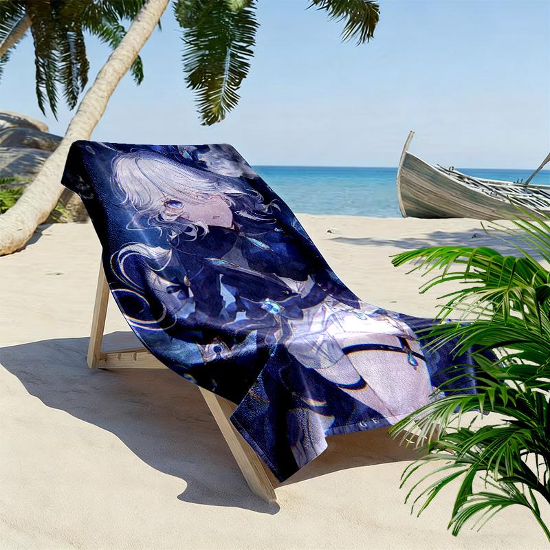 Genshin Impact Fina 2D Flat Print Beach Towel, Large Soft Quick Dry Towel for Beach Camping SwimmingSSTJ0917571