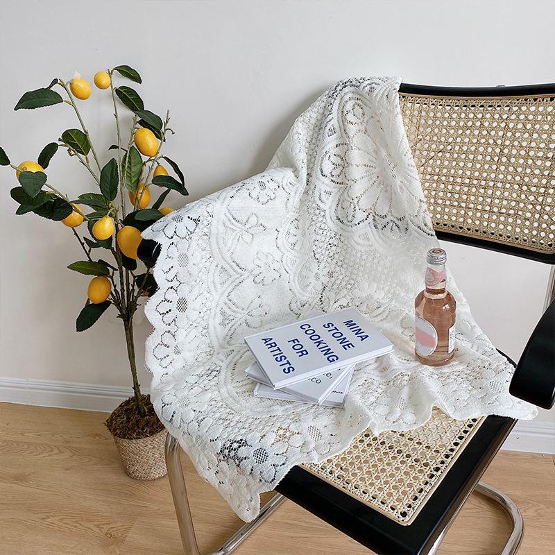 Кружевная скатерть с ажурным узором, мягкая, удобная, простая, кружевная декоративная фоновая ткань для дома, кафе, белое кружево, 90x90см