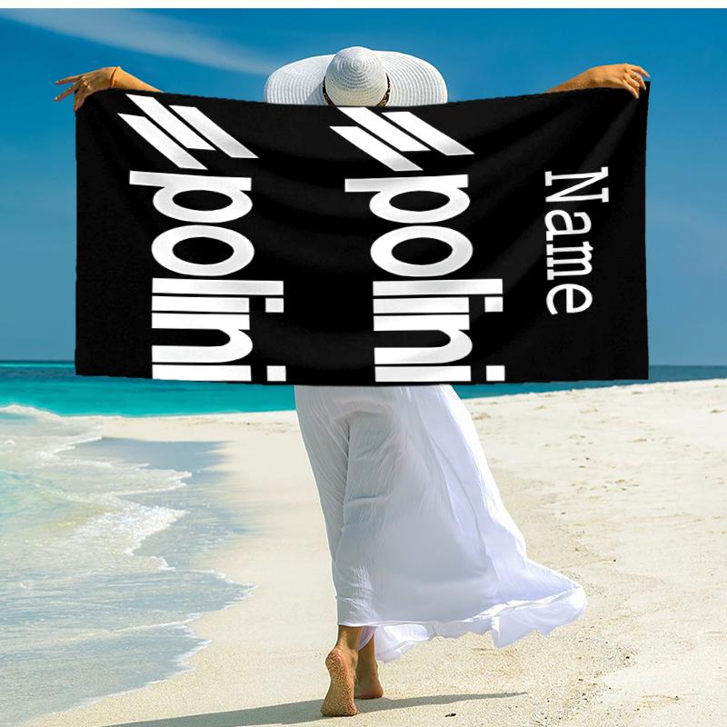Personalized customized proof beach towel with Polini logo pattern - soft, absorbent,quick-drying,perfect swimming,camping&bathing