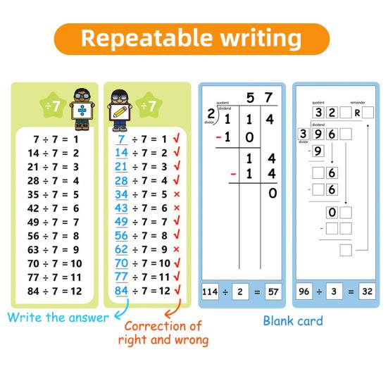 1 набор карточек по математике с 2 ручками Сложение Вычитание Умножение Деление