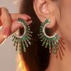 Fashion C-Shaped Colorful Crystal Earrings Personalized Exaggerated Shiny Earrings Women's Earrings 1 Pair