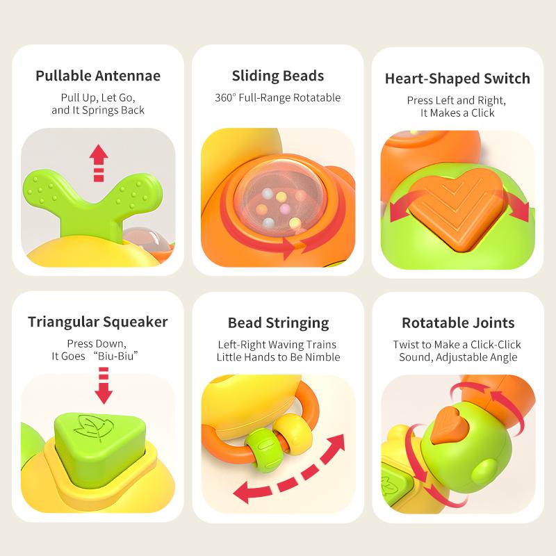 1 шт. Детская погремушка Игрушка Мультяшная гусеница Детская развивающая игрушка для захвата и успокоения