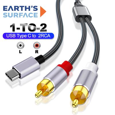 Аудиокабель USB Type C на 2RCA Y-разветвитель для ТВ, динамика, усилителя, ноутбука Xiaomi, кабель-адаптер-конвертер USB C на 2RCA (папа)