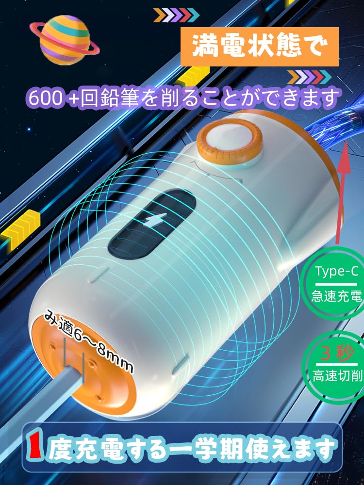 Deli Электрическая точилка Полностью совместима с карандашами и цветными Без отходов Автоматическая Идеально подходит для дома и офиса Идеальный подарок для детей Серый Космический корабль