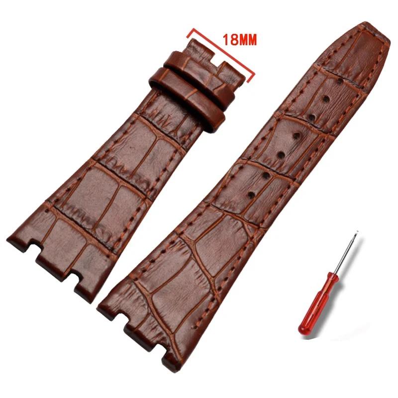 Top Layer Genuine Leather Watch Strap for AP Audemars15400 Royal Oak Offshore Series Male 26mm Blue Black Brown Watchbands