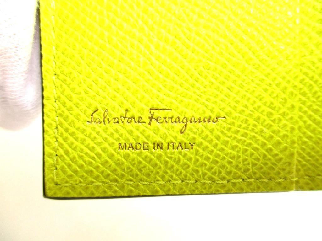 Оригинальный двухстворчатый кошелек Salvatore Ferragamo Gancini из желтой кожи #9619 Открытая коробка
