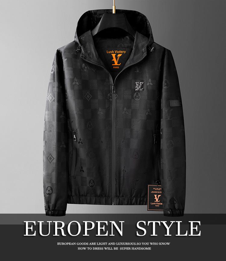 Модная европейская мужская жаккардовая куртка с капюшоном 2025 года - Повседневное пальто с темным узором