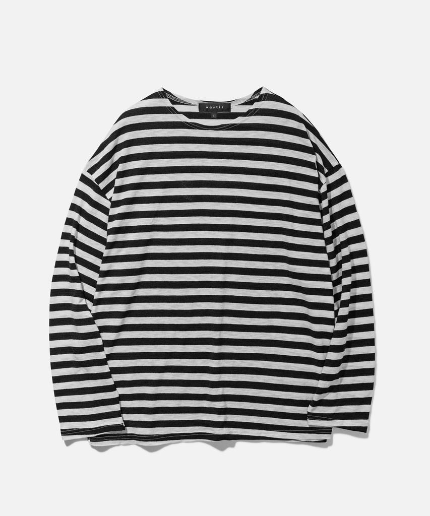 VASTIC Sloped Stripe Long Sleeve_Black / White