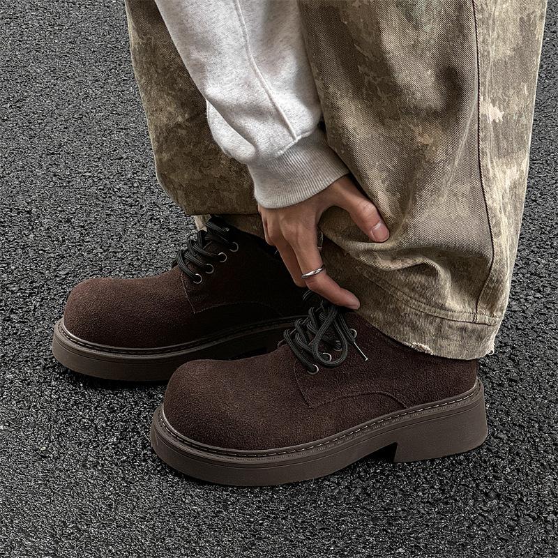 Низкие рабочие туфли, мужские и женские туфли на толстой подошве для повседневной носки, модные туфли Дерби на шнуровке, старые 14706-A
