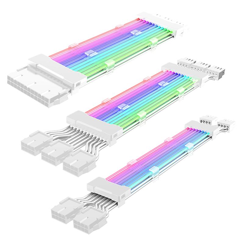 24-контактный адресуемый удлинительный кабель питания RGB ATX, кабели RGB для ПК 18AWG Удлинительный кабель блока питания для материнской платы для разъема материнской платы