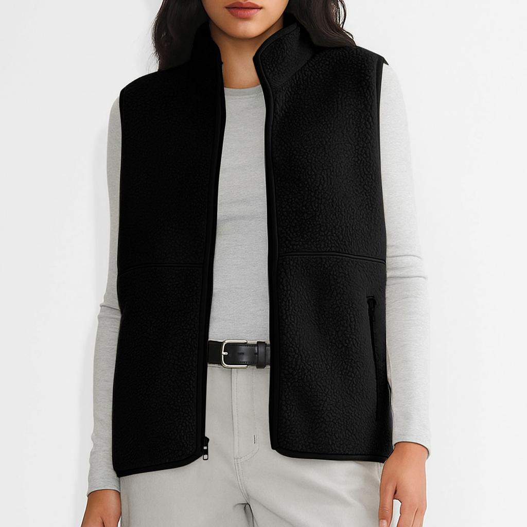 Women's Fashion Warm Sleeveless Vest Zipper Fleece Jacket