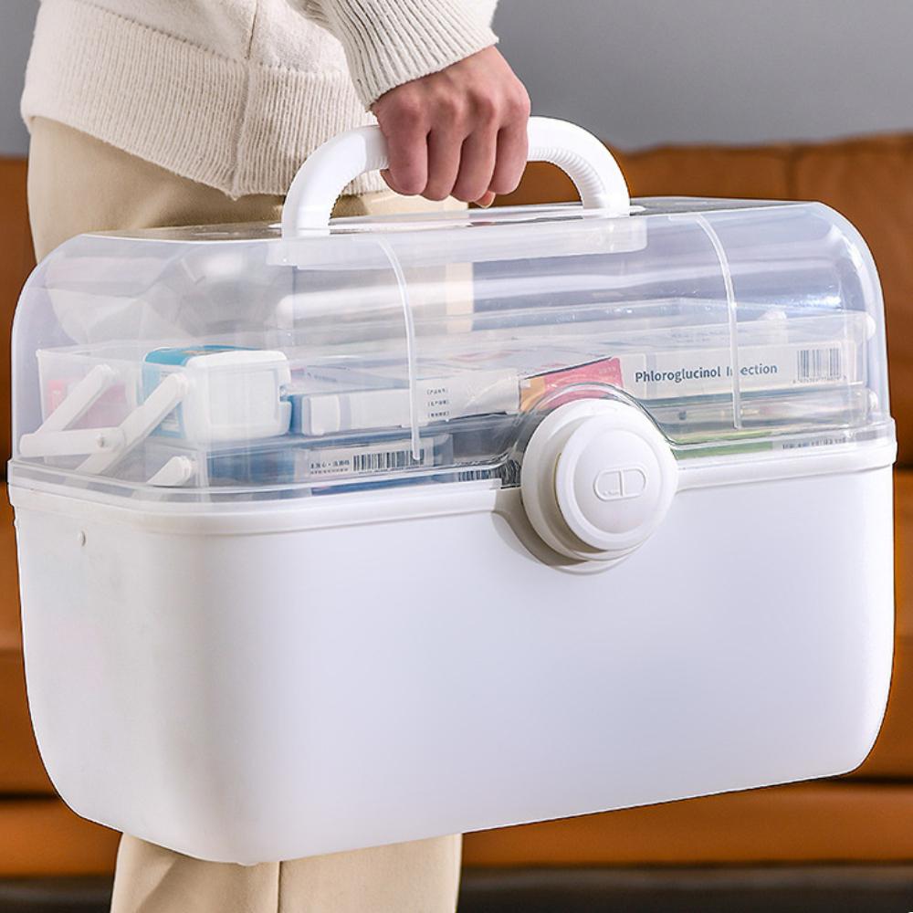 Ящик для хранения семейных лекарств с нескользящей ручкой, переносная аптечка первой помощи, ящики для хранения лекарств, многослойный чемодан большой емкости