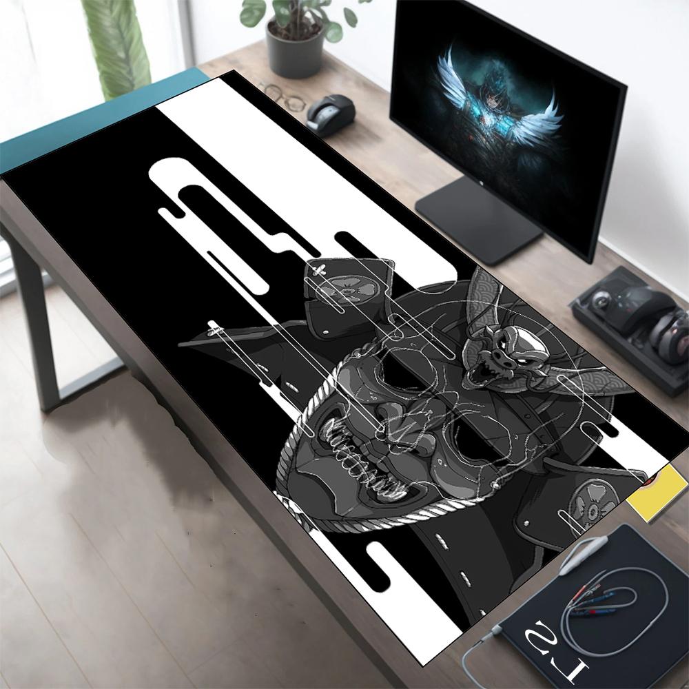 Ghost Warrior Mouse Pad Anime XXL Gaming Accessories Office Gamer Keyboard Desk Mat Non-Slip Laptop Large Mask Mouse Pads
