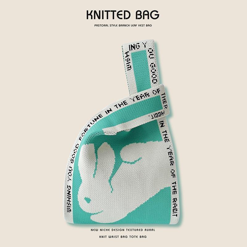 Вязаная сумка через плечо с кроликом, ручная сумка большой емкости с подарочной сумкой для рук