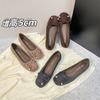 Height Increase 5CM Beaded Bow Flat Mary Jane Shoes Women's 2025 New Casual Round Head Suede Light Mouth Single Shoes