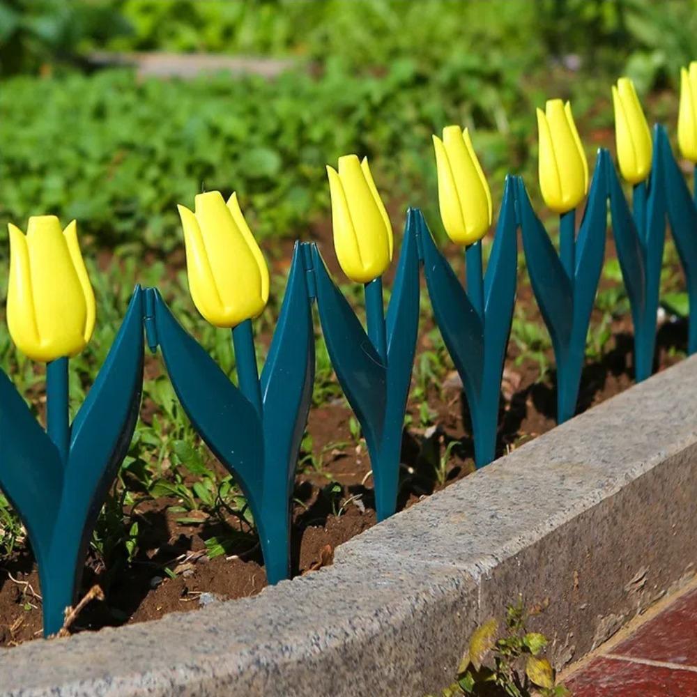 10pcs Gardening Landscaping Tulip Flower Garden Fence Plastic Flower Bed Fence Garden Fence  Outdoor