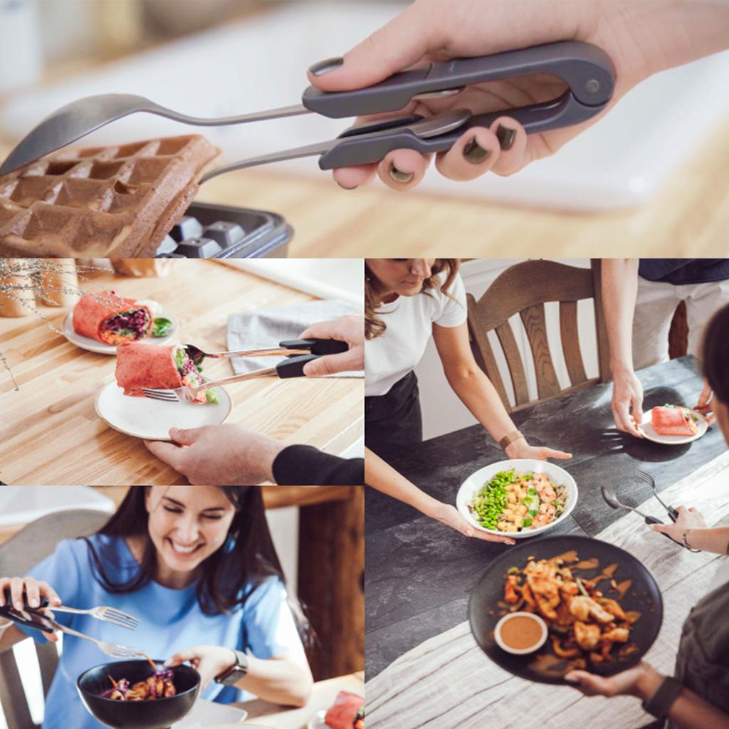 1/2pcs Food Grill Clip Barbecue Salad Food Clip Stainless Steel BBQ Grill Tongs Food Flipping Clip Tongs Cutlery Clip