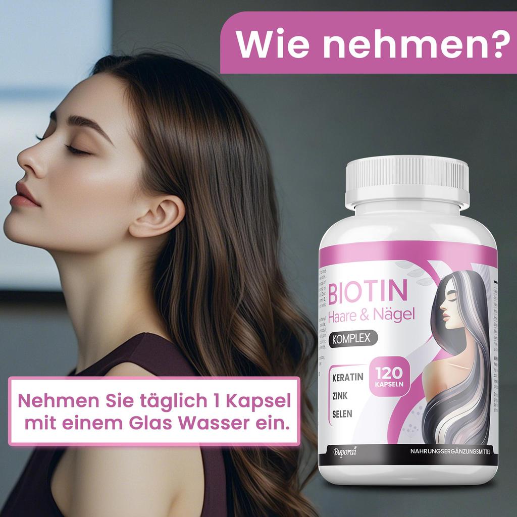 Biotin for Hair Biotin Complex with Keratin, Selenium, Zinc, Copper, Bamboo, Vitamins