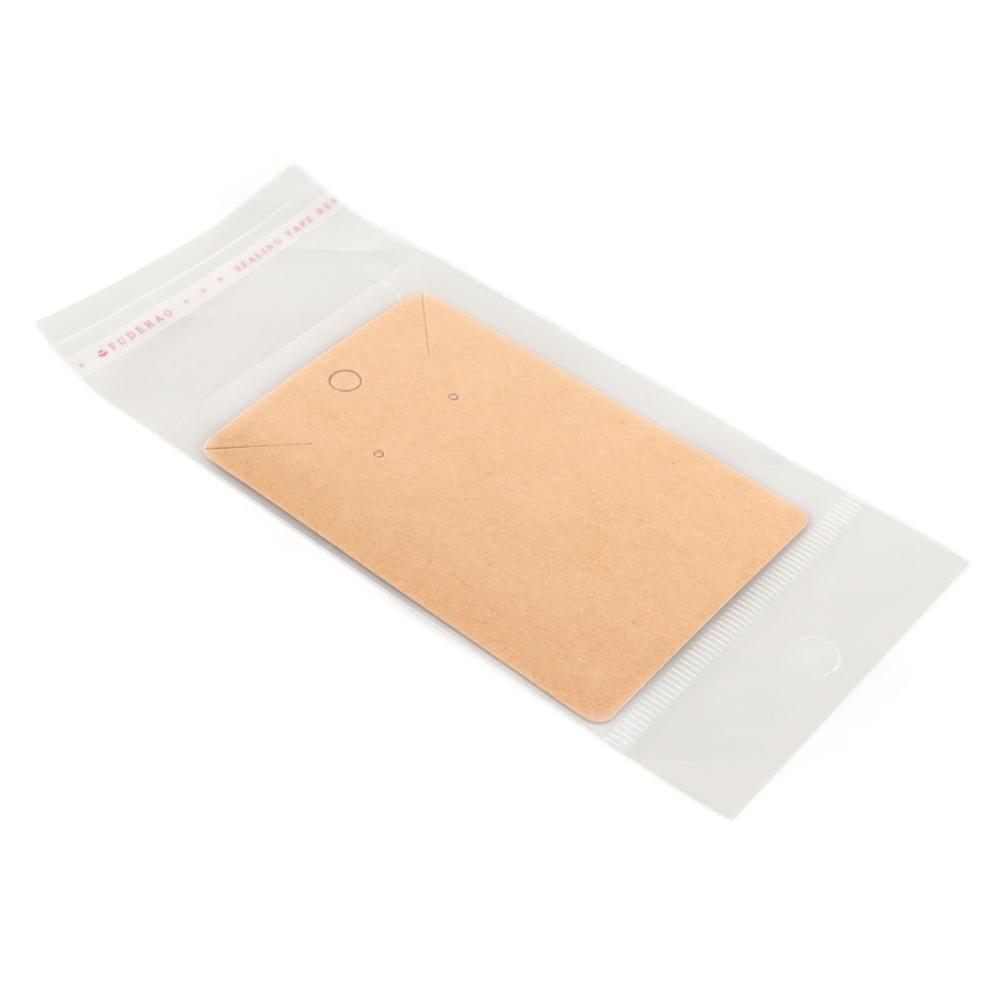 100pcs Kraft Paper Earring Display Cards Transparent Bag Keychain Display Cards Jewelry Packaging