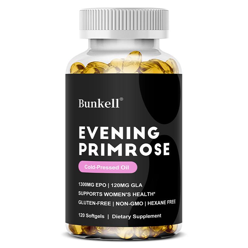 Evening primrose oil, gamma linolenic acid, 1300mg 120 capsules dietary supplement