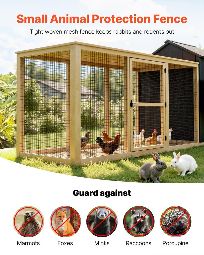 Hardware Cloth 61cm x 7.62m, 2 x 3 in Mesh 16 Gauge Galvanized Wire Mesh Roll, Weather-Resistant Vinyl Coated Chicken Wire Fencing, Heavy Duty Welded