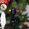 2D Acrylic Horse Pendant Backpack Charm Car Rearview Mirror Pendant Christmas Tree Hanging Ornament Party New Year Decoration