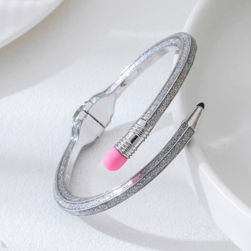 Shiny Glitter Pencil Bangle Trendy Fashion Cuff Bracelet Cute Cross Enamel Bracelet  Daily