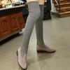 Модные женские туфли на плоской подошве, высокие сапоги, повседневные выше колена, вязаные туфли, женская обувь 2025 года, трендовая зимняя дизайнерская обувь, удобные сапоги-носки Mujer Botas