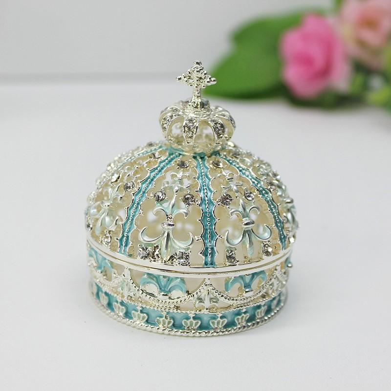Enamel Craft Alloy Crown Jewelry Box European and American Wedding Ring Storage Box Ornament Wedding Decoration Ornament