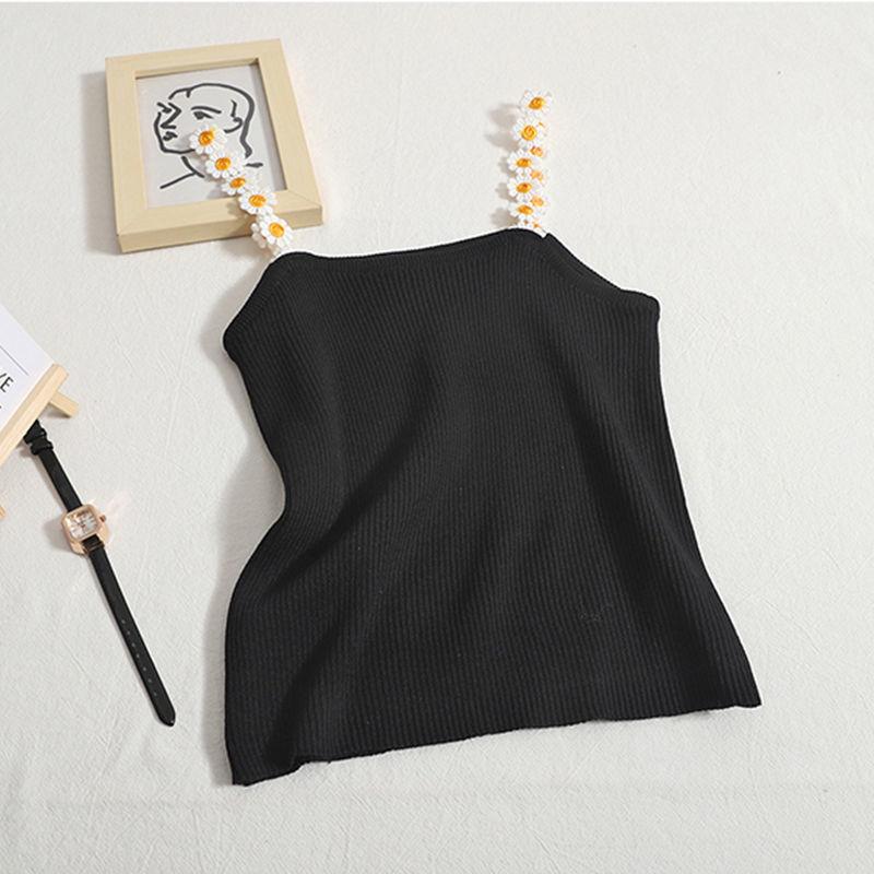 Летний милый цветочный жилет-камисоль для женщин, облегающий, внутренний и внешний короткий трикотажный топ для студентов