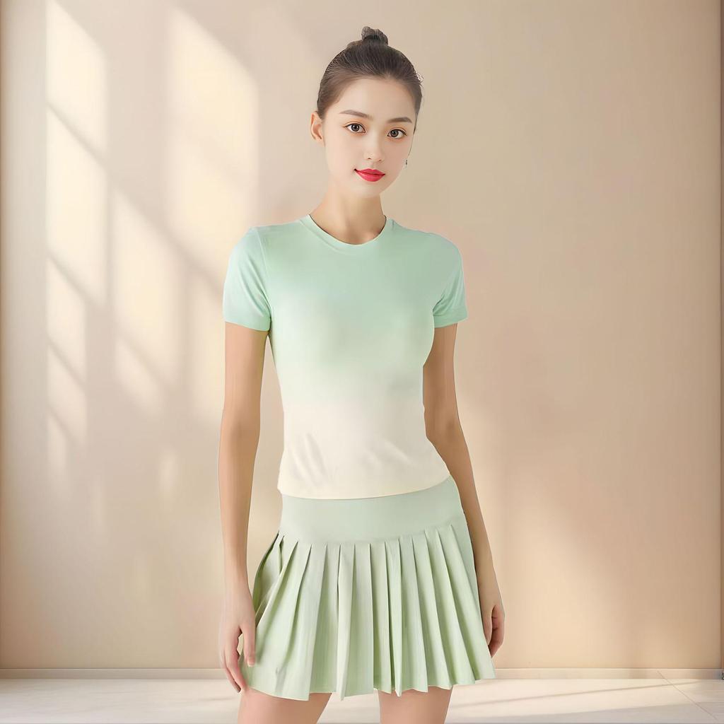 High-End Women's Gradient Quick-Dry Running T-Shirt - Slim Fit, Short-Sleeved Summer Sports Yoga Top