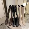 Fashion Women Warm Long Boots Woman Knee High Booties Ladies Shoes Platform Thick Heel PU Leather Soft Zipper Woman Fashion Winter 2025