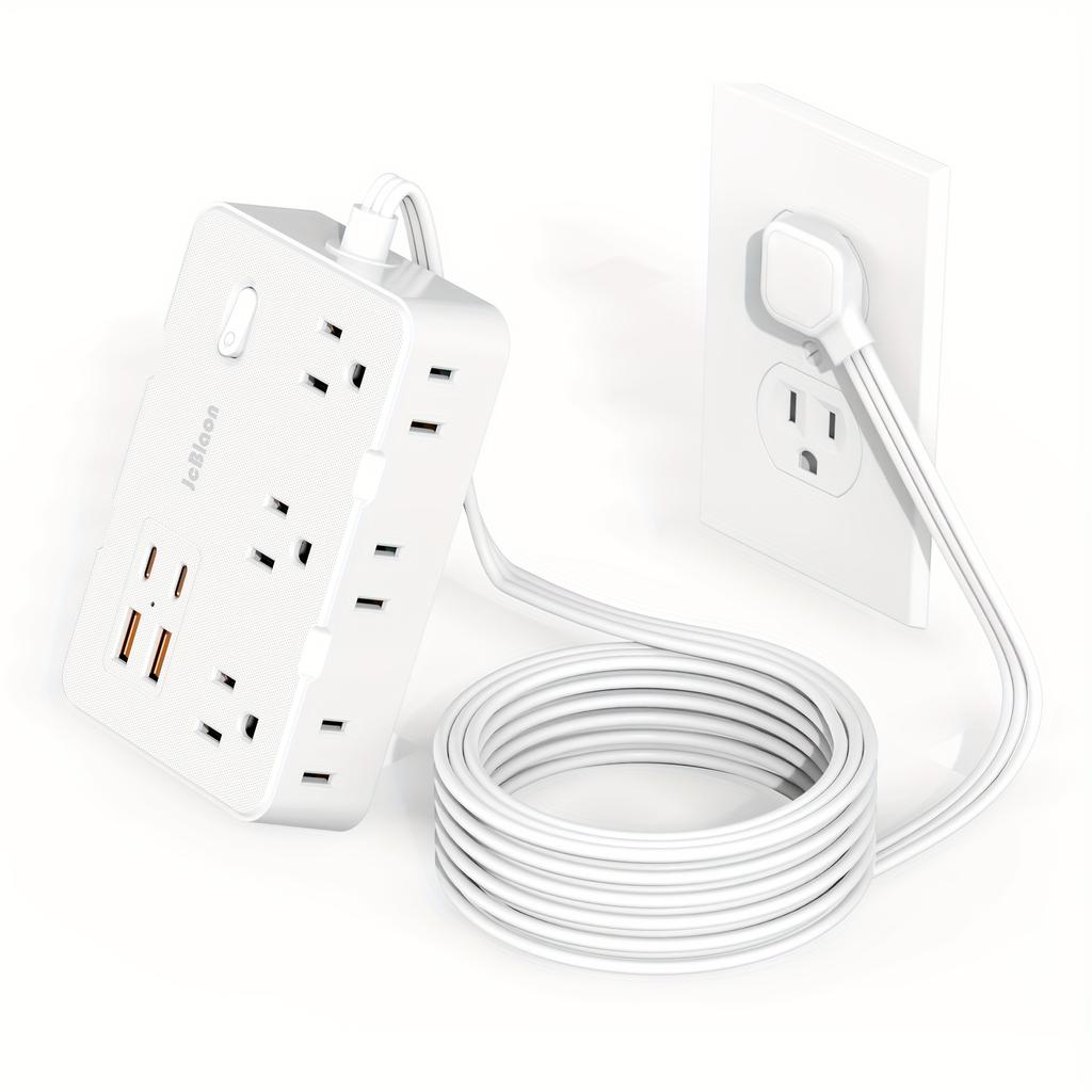 Ультратонкий удлинитель с плоской вилкой и 4 портами USB(2 USB-C), 5-футовый сетевой фильтр, удлинитель на 6 широко расставленных розеток