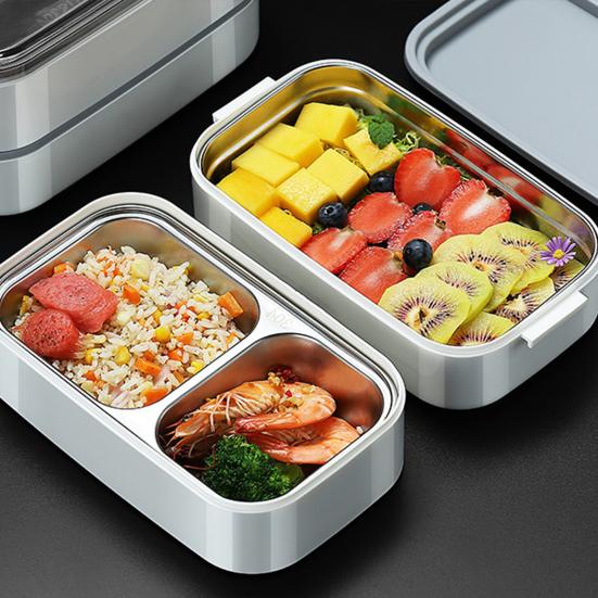Контейнер для обеда. Безопасный для микроволновой печи, двухслойный, большой емкости. Решетки без бисфенола А. Бенто. Контейнер для хранения продуктов питания.