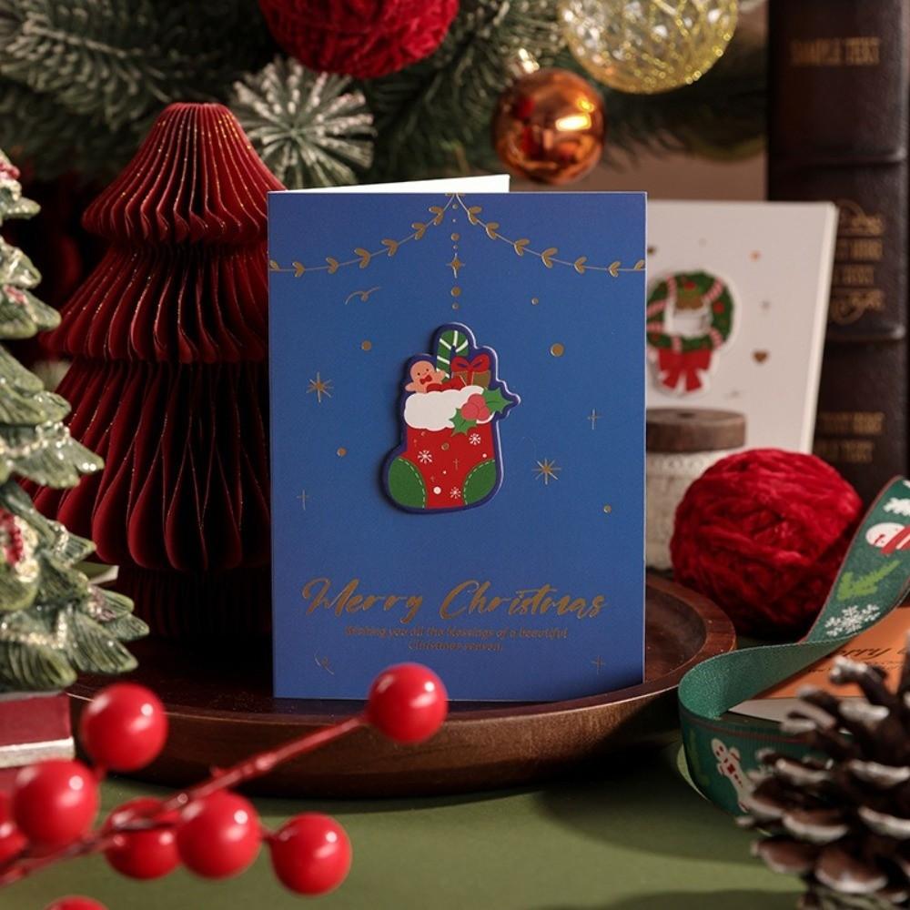 10pcs 3D Merry Christmas Greeting Cards DIY Greetings Postcard Creative Blessing Cards New Year
