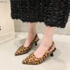 Women's Low Heel Slingback Sandals Summer Leopard Pointed End Woman Mules ZAZA Animal Print Low-heel Beach Shoes
