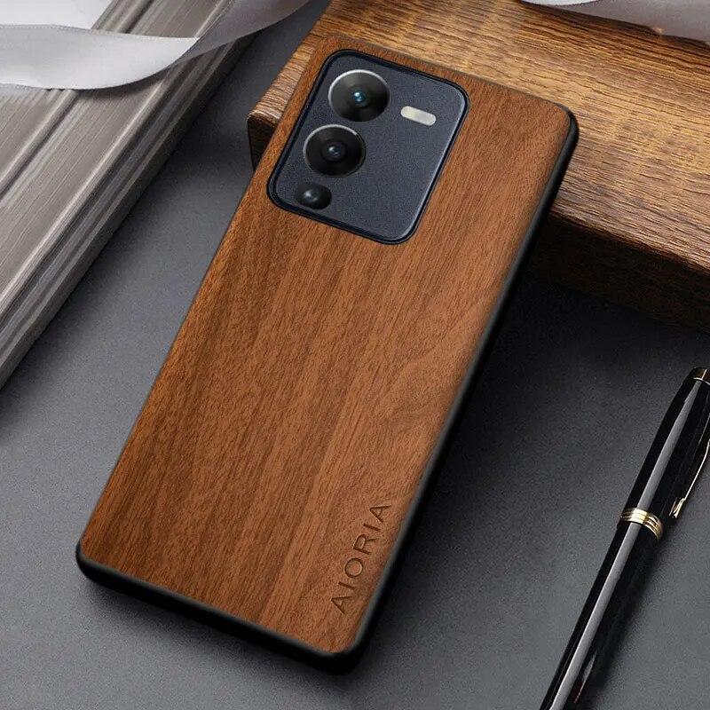 Чехол для VIVO V25 S15 Pro, простой уникальный дизайн, легкий чехол из искусственной кожи с деревянным узором для vivo v25 pro, чехол
