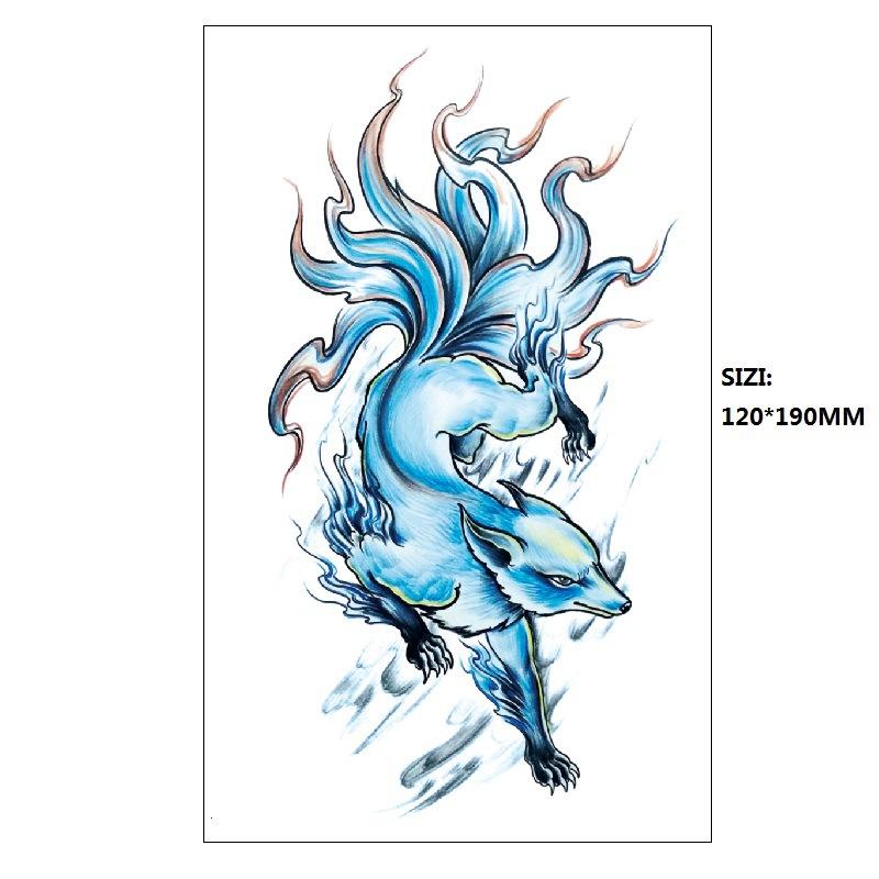 Девятихвостая лиса с другой стороны, цветок, цвет, вода, переводная имитация татуировки, рука, половина руки, татуировка, наклейка на спину