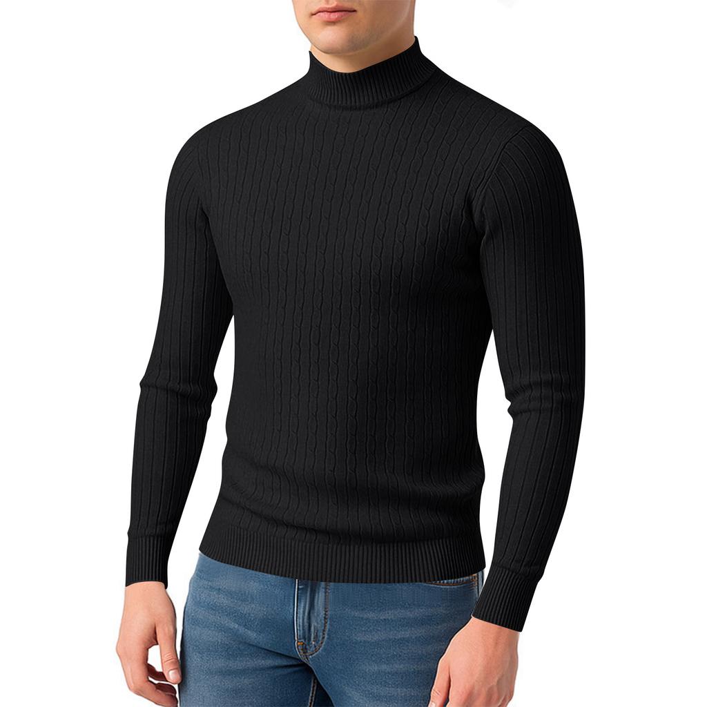 Men's Twisted Solid Color Sweater Men's Half Turtleneck Knitted Bottoming Shirt