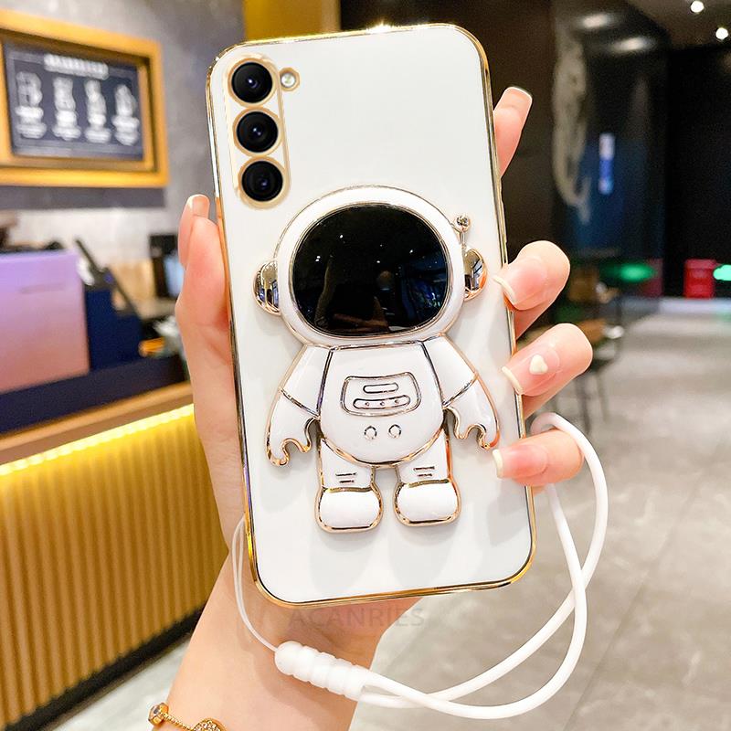 Чехол с держателем астронавта для Samsung S23 S22 Ultra S21 S20 FE A14 A24 A34 A53 A13 A23 A33 A53 A12 A32 A52/Redmi Ntoe 12 11 10, чехол-подставка со шнурком
